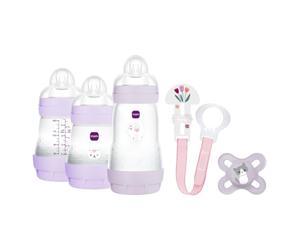MAM, Newborn Baby Gift Set Includes: 2 x 160 ml Anti-colic Bottles, 1 x 260 ml Anti-Colic Bottle, 1 x Original Start Pacifier, 1 x Pacifier Clip, from 0 Months, Pink