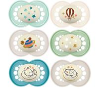 Mam Night 16 + Soothers, Pack of 6, Glow in The Dark, 3 steril.-Travel Boxes
