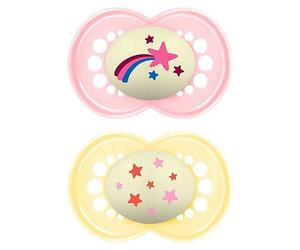 MAM Night Astro 16+ Months Soother 2 Pack - Pink