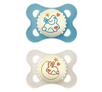 MAM Bunny SkinSoft Glow In the Dark Nighttime Soothers, Pack of 2, 2-6 months