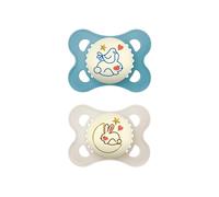 MAM Night Glow in the Dark Silicone Pacifier, Blue, 2-Count