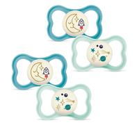 MAM Night MAM Air Silicone // Set of 4 // Dummies 16+ MAM Air Night Mix Neutral // Set of 4 // Includes 2 Sterilised Transport Boxes