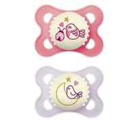 MAM Night 2-6 Months Soother 2 Pack - Pink