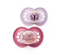 MAM Original Glow-in-the-Dark Dummies, 6-18M, 2 Pack, Orthodontic Design