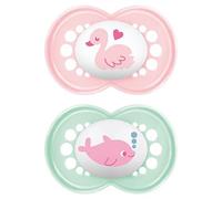 MAM Original Soothers | 16 Plus Months | Pack of 2 | Comes in Dummy Steriliser Box | Sustainable Materials | Baby Accessories | Pink (Various Designs)