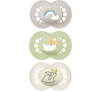 MAM, Original Beige Dummy 18+ Months (3 Pieces) Random Colour - Symmetrical and Anatomical Silicone Dummy