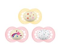 MAM Original Day & Night Baby Pacifier, Nipple Shape Helps Promote Healthy Oral Development, Glows in The Dark, 3 Pack, 16+ Months, Girl, Design May Vary, 3 Count (Pack of 1)