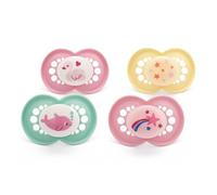 MAM Original Day & Night Dummies, 18-36M, 4 Pack, Orthodontic Design, Pink
