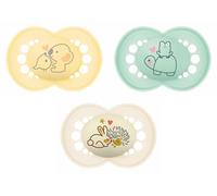 MAM Original Day & Night Pacifier Set with SkinsoftTM Ultra-Soft Silicone Teat for Babies 6+ Months, Neutral 3 Pieces
