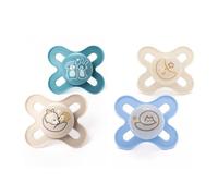 MAM Original Day & Night Soothers | 0-2 Months | 4 Pack | Includes 2X Glow in The Dark Dummies | Orthodontic Design | Baby Accessories | Beige (Various Designs)