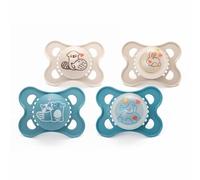 MAM Original Day & Night Soothers | 0-6 Months | 4 Pack | Includes 2X Glow in The Dark Dummies | Orthodontic Design | Baby Accessories | Blue (Various Designs)