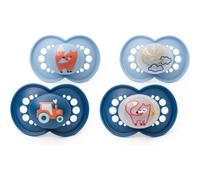 MAM Original Day & Night Soothers | 18-36 Months | 4 Pack | Includes 2X Glow in The Dark Dummies | Orthodontic Design | Baby Accessories | Blue (Vario