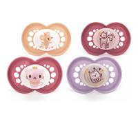 MAM Original Day & Night Soothers | 6-18 Months | 4 Pack | Includes 2X Glow in The Dark Dummies | Orthodontic Design | Baby Accessories | Pink (Vario