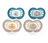 MAM Original Day & Night Soothers | 6-18 Months | 4 Pack | Includes 2X Glow in The Dark Dummies | Orthodontic Design | Baby Accessories | Blue (Vario