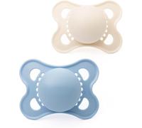 MAM Original Soothers | 0-6 Months | 2 Pack | Comes in Dummy Steriliser Case | Sustainable Materials | Baby Accessories for Newborn | Blue/Cream (Various Designs)