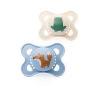 MAM Original Dummies, 0-6M, 2 Pack, Orthodontic Design, Blue/Cream