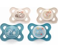 MAM Original Day & Night Soothers | 0-6 Months | 4 Pack | Includes 2X Glow in The Dark Dummies | Orthodontic Design | Baby Accessories | Blue (Various Designs)