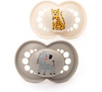 MAM Original Soothers | 18-36 Months | Pack of 2 | Comes in Dummy Steriliser Box | Sustainable Materials | Baby Accessories | Cream (Various Designs)