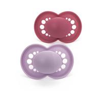 MAM Original Soothers | 18-36 Months | Pack of 2 | Comes in Dummy Steriliser Box | Sustainable Materials | Baby Accessories | Pink (Various Designs)