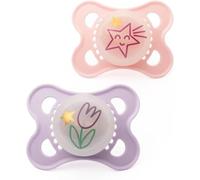 MAM Night 2-6 Months Soother 2 Pack - Pink