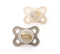 MAM Original Glow-in-the-Dark Dummies, 0-6M, 2 Pack, Orthodontic Design