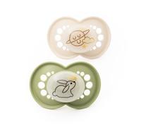 MAM Original Night Soothers | 16 Plus Months | 2 Pack | Glow in The Dark Dummies | Comes in Dummy Steriliser Case | Sustainable Materials | Baby Accessories | Cream (Various Designs)