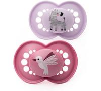 MAM Original Soothers | 6 Plus Months | 2 Pack | Comes in Dummy Steriliser Case | Sustainable Materials | Baby Accessories | Pink (Various Designs)