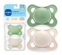 MAM Original Pure Pacifier, Climate Neutral MAM Natural Rubber Pacifier, Sustainable & Bio-Renewable Raw Materials, Sterilizer Case, Unisex, 0-6 Months, 2-Pack