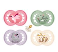 MAM Original Latex Soothers Dummies 16 + Flowers and Friends - pack of 4 with with 2 Sterilisable Travel Cases
