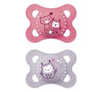 MAM Original Matte Baby Pacifier, Nipple Shape Helps Promote Healthy Oral Development, Sterilizer Case, Girl, 0-6 (Pack of 2)