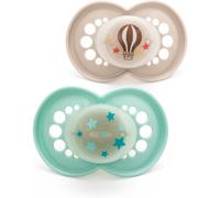 MAM Original Night Soothers | 18-36 Months | 2 Pack | Glow in The Dark Dummies | Comes in Dummy Steriliser Case | Sustainable Materials | Baby