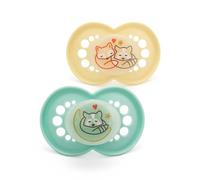 MAM Original Night Soothers | 16 Plus Months | 2 Pack | Glow in The Dark Dummies | Comes in Dummy Steriliser Case | Sustainable Materials | Baby Accessories | Cream (Various Designs)