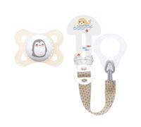 MAM Original Pacifier Pack + Pacifier Clip, 2-6 Months, Pacifier with Easy Acceptance Skin Soft Silicone Teat, Adaptable to All Types of Pacifiers, Teethers and Toys, Adjustable, Neutral
