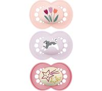 mam | Original Pacifier Pink 18+ Months (3 Pieces) Random Colour - Symmetrical and Anatomical Silicone Teat - Baby Pacifier with Transport and sterilisation Box