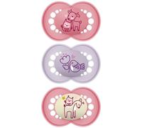 mam | Original Pacifier Pink 18+ Months (3 Pieces) Random Colour - Symmetrical and Anatomical Silicone Teat - Baby Pacifier with Transport and sterilisation Box