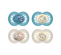 MAM Original Pure Day & Night Dummies, Set of 4, Baby Dummy Made from Sustainable & Organic Renewable Material, MAM SkinSoft Silicone Teat with Dummy