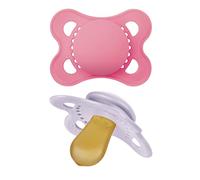 MAM Original Pure Pacifier, Climate Neutral MAM Natural Rubber Pacifier, Sustainable & Bio-Renewable Raw Materials, Sterilizer Case, Girl, 0-6 Months, 2-Pack