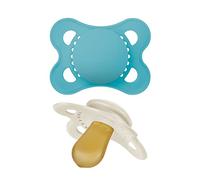 MAM Original Pure Pacifier, Climate Neutral MAM Natural Rubber Pacifier, Sustainable & Bio-Renewable Raw Materials, Sterilizer Case, Boy, 0-6 Months, 2-Pack