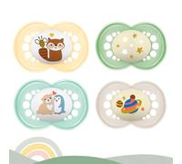 MAM Original Silicone Dummy 6-16 months SkinSoft Silicone, 4 pieces - value pack for girls, 2 travel boxes