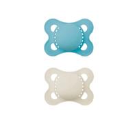 MAM Original Soothers | 0-6 Months | 2 Pack | Comes in Dummy Steriliser Case | Sustainable Materials | Baby Accessories for Newborn | Blue/Cream (Various Designs)