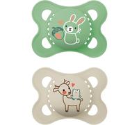 MAM Original Soother 2-6 Months (Pack of 2), Baby Soother Made from Sustainable Material, SkinSoft Silicone Teat, with MAM Soother Case, Cream