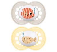 MAM Original Dummies, 18-36M, 2 Pack, Orthodontic Design, Cream
