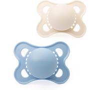 MAM Original Soothers | 0-6 Months | 2 Pack | Comes in Dummy Steriliser Case | Sustainable Materials | Baby Accessories for Newborn | Blue/Cream