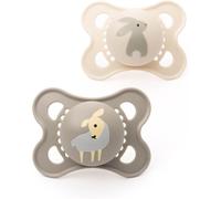 MAM Original Soothers | 0-6 Months | 2 Pack | Comes in Dummy Steriliser Case | Sustainable Materials | Baby Accessories for Newborn | Grey/Cream