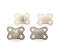 MAM Original Soothers | 0-6 Months | 4 Pack | Sustainable Materials | Baby Accessories | Beige (Various Designs)