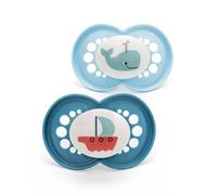 Original Soothers 16+ Months (Pack of 2), Baby Soothers with Self Sterilising Travel Case, Newborn Essentials, Blue (Designs May Vary).