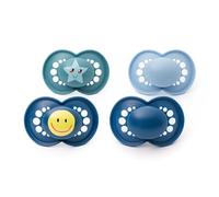 MAM Original Soothers | 18-36 Months | 4 Pack | Sustainable Materials | Baby Accessories | Blue (Various Designs)