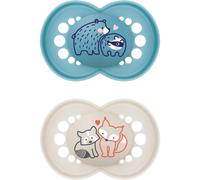 MAM Original Soothers | 18-36 Months | Pack of 2 | Comes in Dummy Steriliser Box | Sustainable Materials | Baby Accessories | Blue (Various Designs)