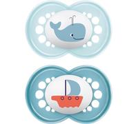Original Soothers 16+ Months (Pack of 2), Baby Soothers with Self Sterilising Travel Case, Newborn Essentials, Blue (Designs May Vary).