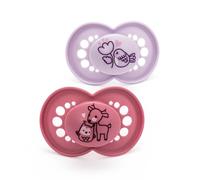 MAM Original Soothers | 6 Plus Months | 2 Pack | Comes in Dummy Steriliser Case | Orthodontic Design | Sustainable Materials | Baby Accessories | Pink (Various Designs)